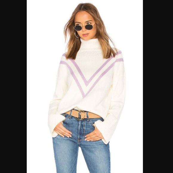 *spot* NWT Revolve x Lovers + Friends Caroline Sweater in ivory/purple| Size XS - Picture 1 of 11